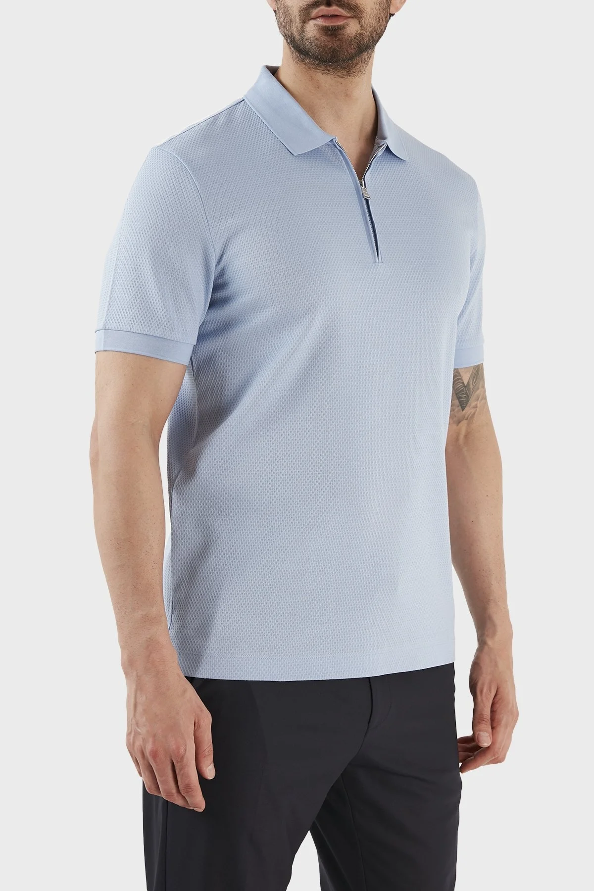 Boss Pamuklu Regular Fit Fermuarlı Erkek Polo T Shirt 50491409 492 MAVİ - 3