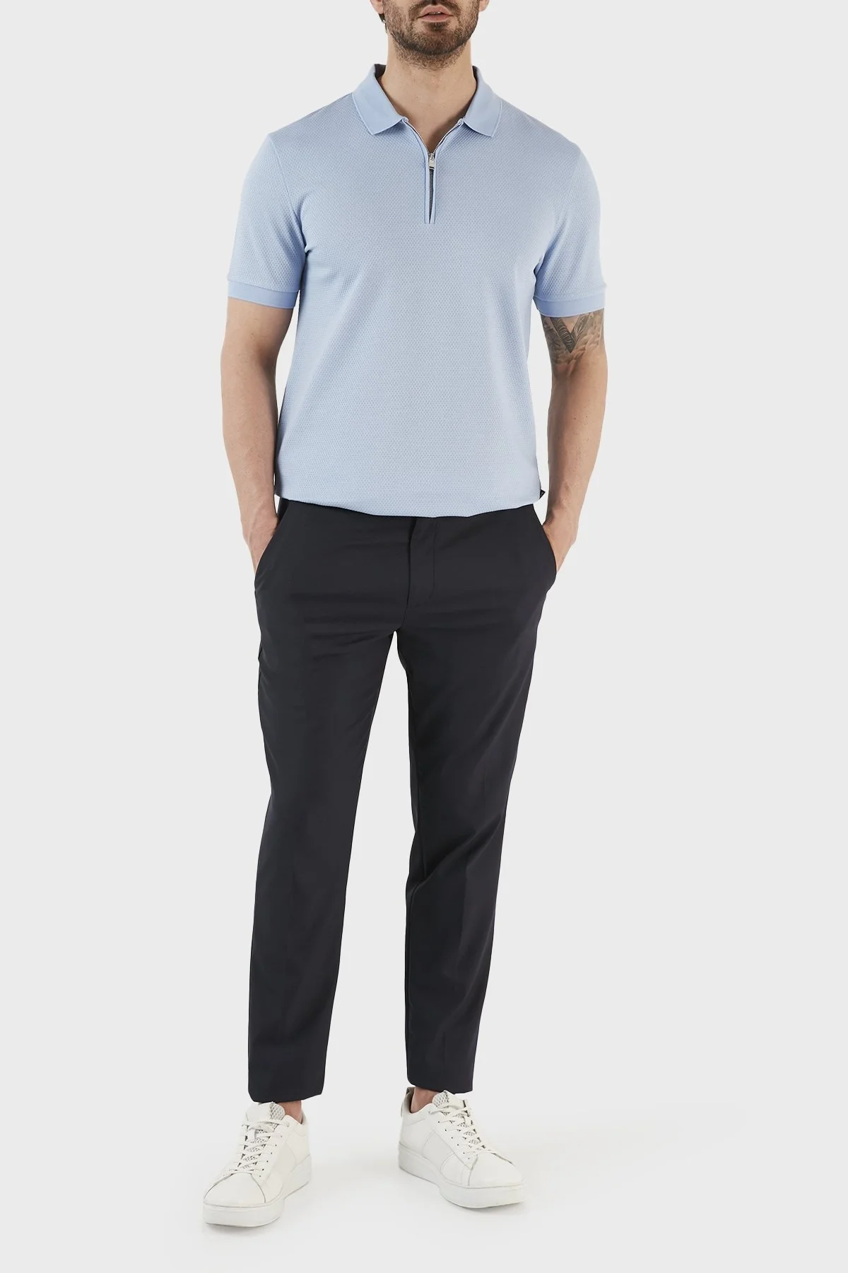 Boss Pamuklu Regular Fit Fermuarlı Erkek Polo T Shirt 50491409 492 MAVİ - 4