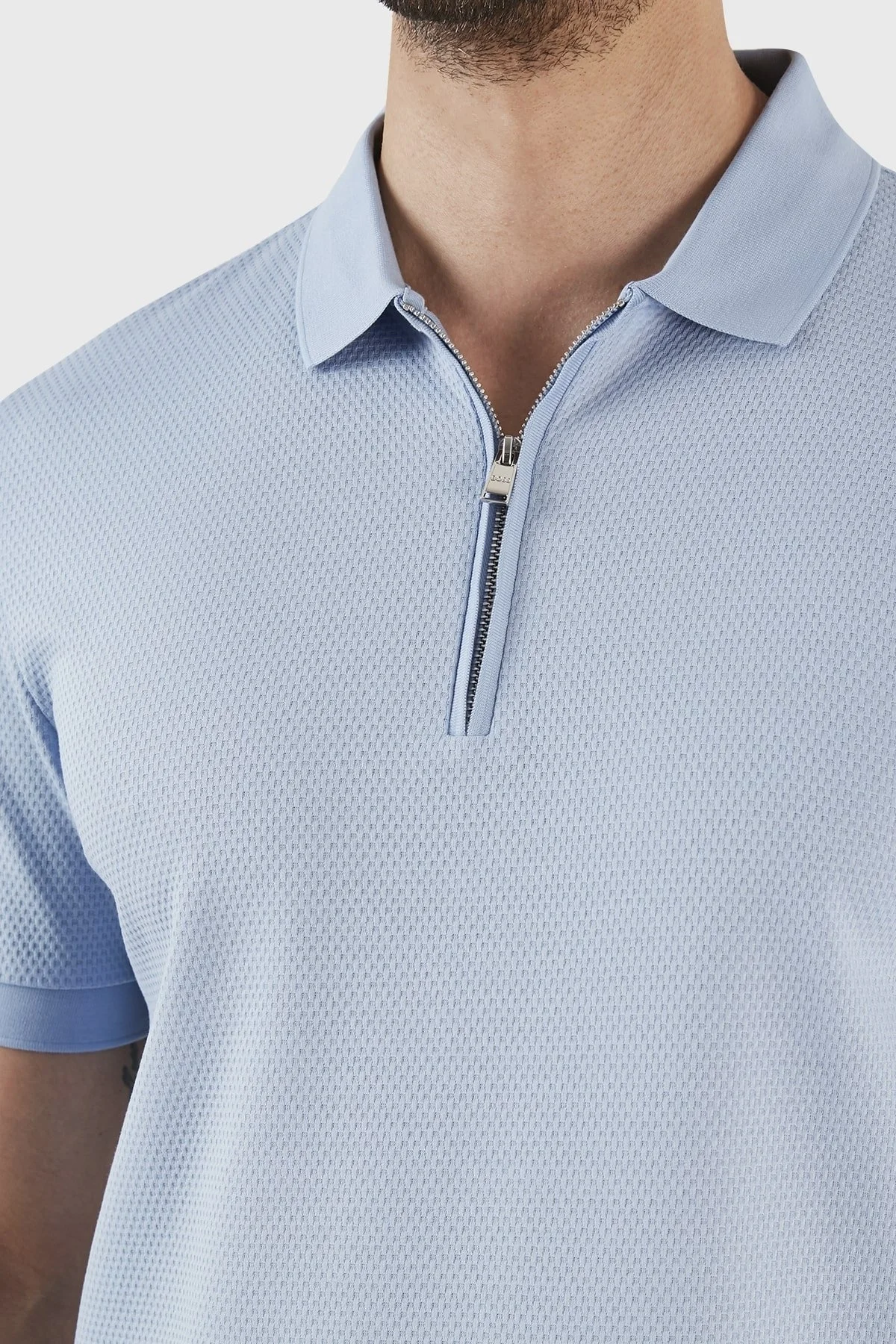 Boss Pamuklu Regular Fit Fermuarlı Erkek Polo T Shirt 50491409 492 MAVİ - 5