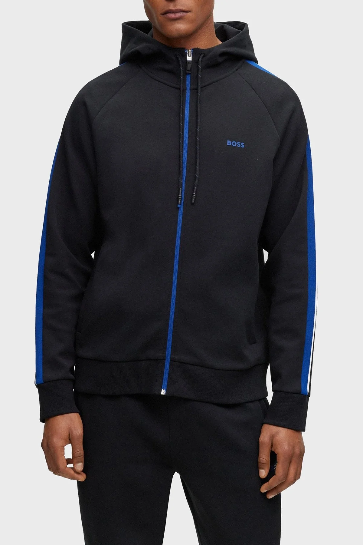 Boss Pamuklu Regular Fit Fermuarlı Kapüşonlu Erkek Eşofman Takımı 50494092 001 SİYAH - 3