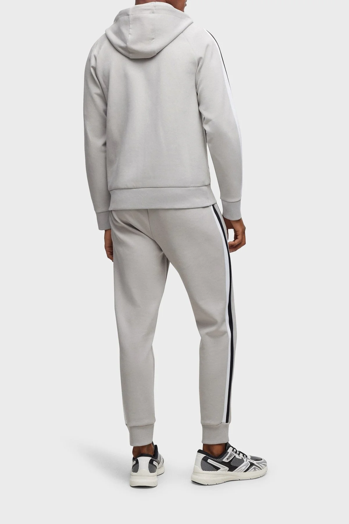 Boss Pamuklu Regular Fit Fermuarlı Kapüşonlu Erkek Eşofman Takımı 50494092 063 GRİ - 4