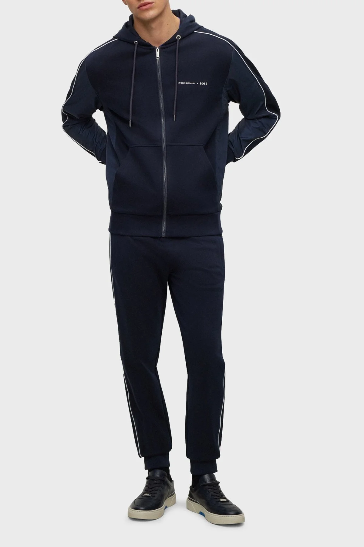 Boss Pamuklu Regular Fit Fermuarlı Kapüşonlu Erkek Sweat 50486248 404 LACİVERT - 2