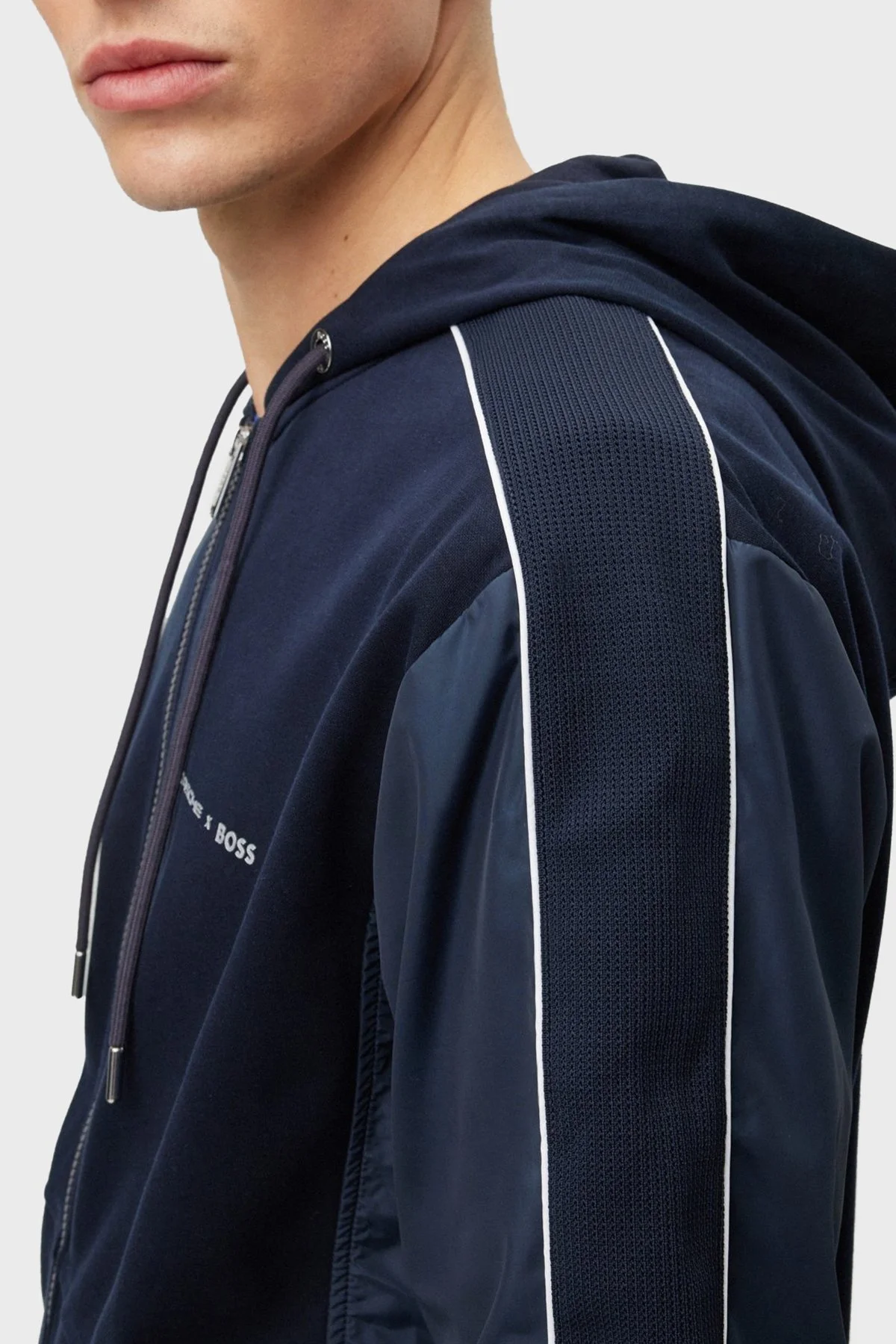 Boss Pamuklu Regular Fit Fermuarlı Kapüşonlu Erkek Sweat 50486248 404 LACİVERT - 4