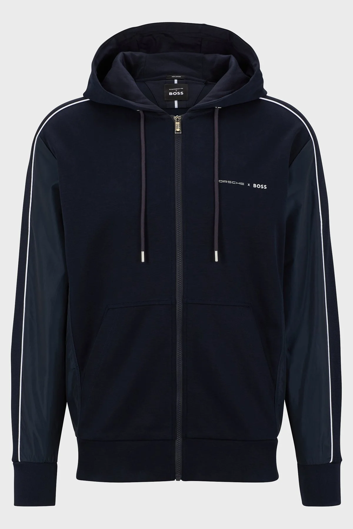 Boss Pamuklu Regular Fit Fermuarlı Kapüşonlu Erkek Sweat 50486248 404 LACİVERT - 5