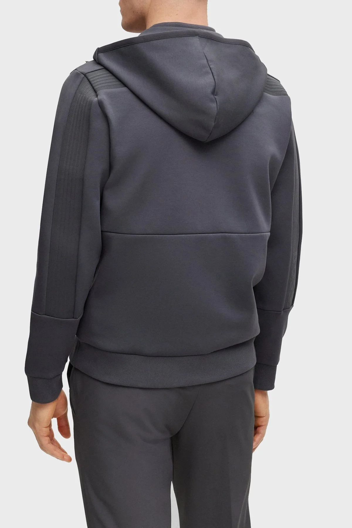 Boss Pamuklu Regular Fit Fermuarlı Kapüşonlu Erkek Sweat 50493495 027 KOYU GRİ - 2