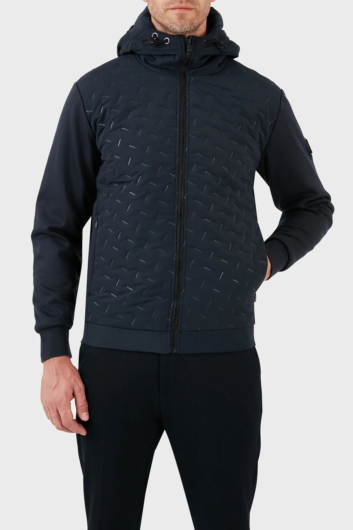 Boss Pamuklu Regular Fit Fermuarlı Kapüşonlu Erkek Sweat 50494276 404 LACİVERT - 1