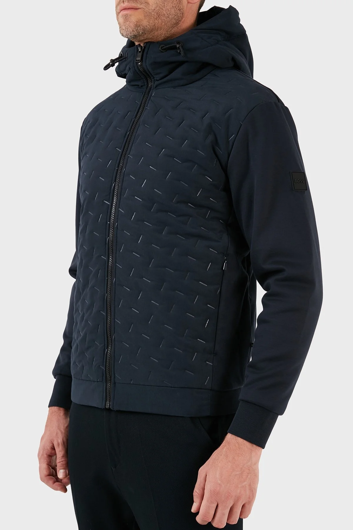 Boss Pamuklu Regular Fit Fermuarlı Kapüşonlu Erkek Sweat 50494276 404 LACİVERT - 4