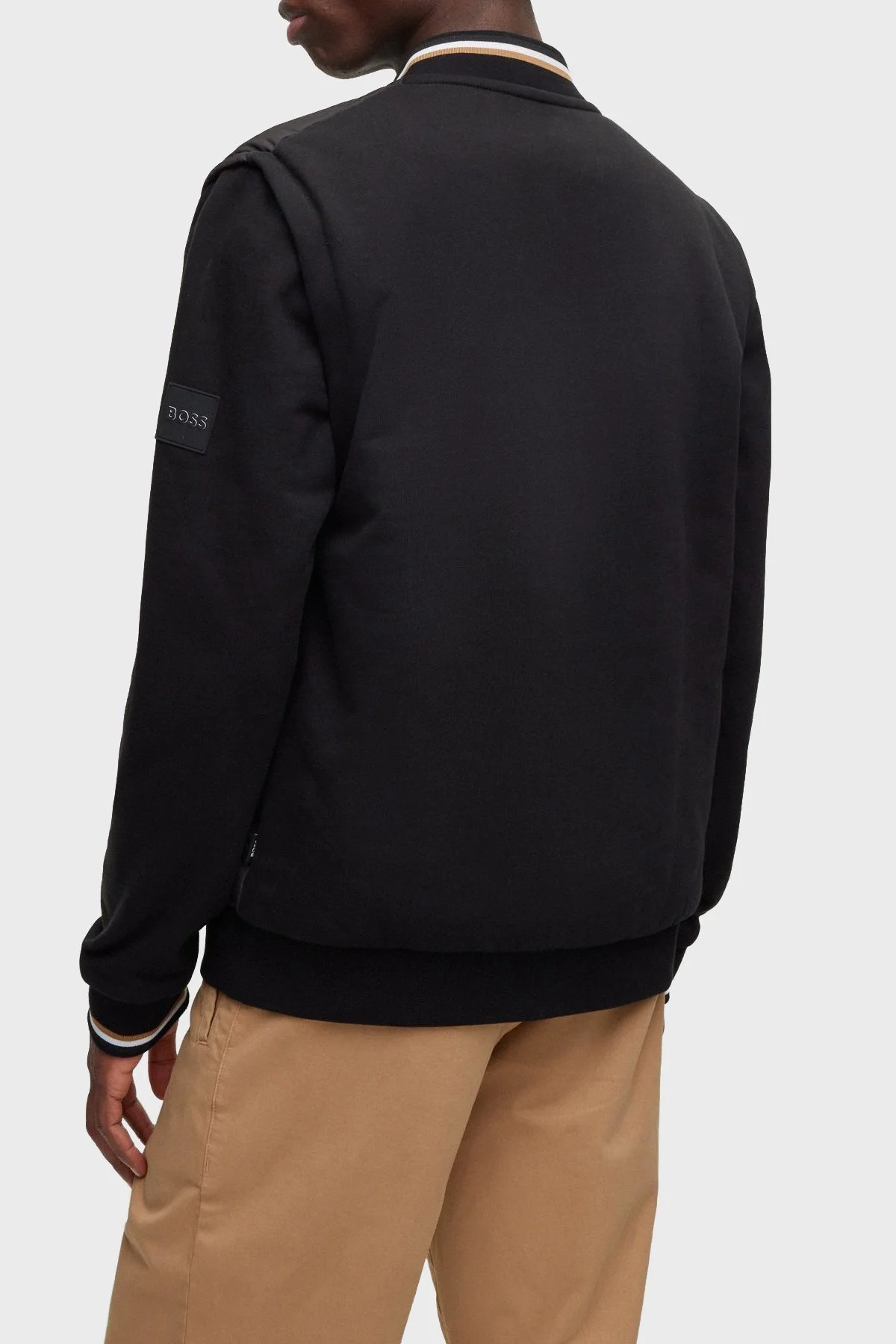 Boss Pamuklu Regular Fit Fermuarlı Kolej Yaka Erkek Sweat 50486266 001 SİYAH - 4