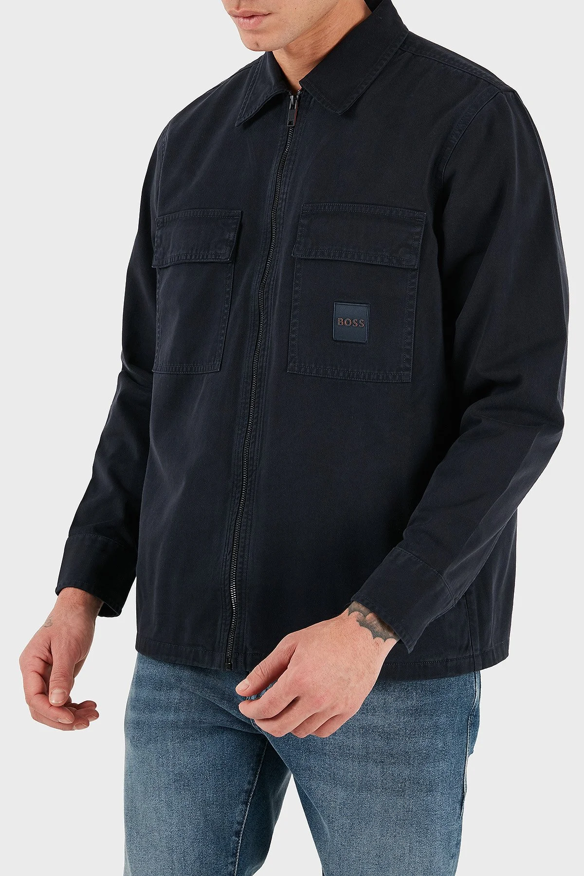 Boss Pamuklu Regular Fit Fermuarlı Kot Erkek Gömlek 50530853 404 LACİVERT - 6