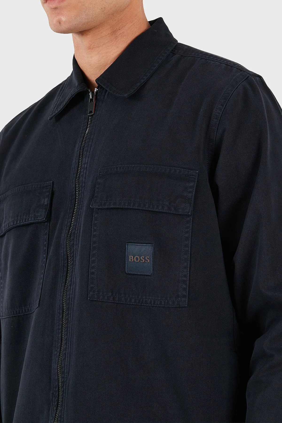 Boss Pamuklu Regular Fit Fermuarlı Kot Erkek Gömlek 50530853 404 LACİVERT - 7