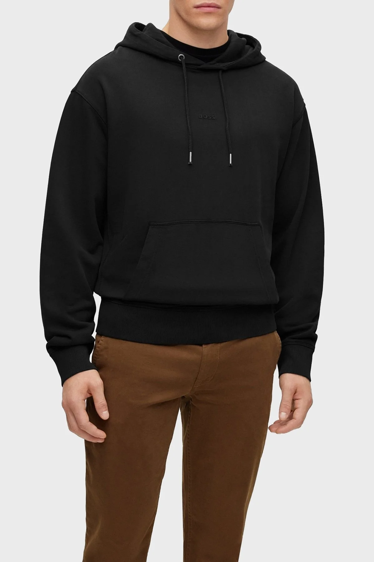 Boss Pamuklu Regular Fit Kanguru Cepli Kapüşonlu Erkek Sweat 50472411 001 SİYAH - 1