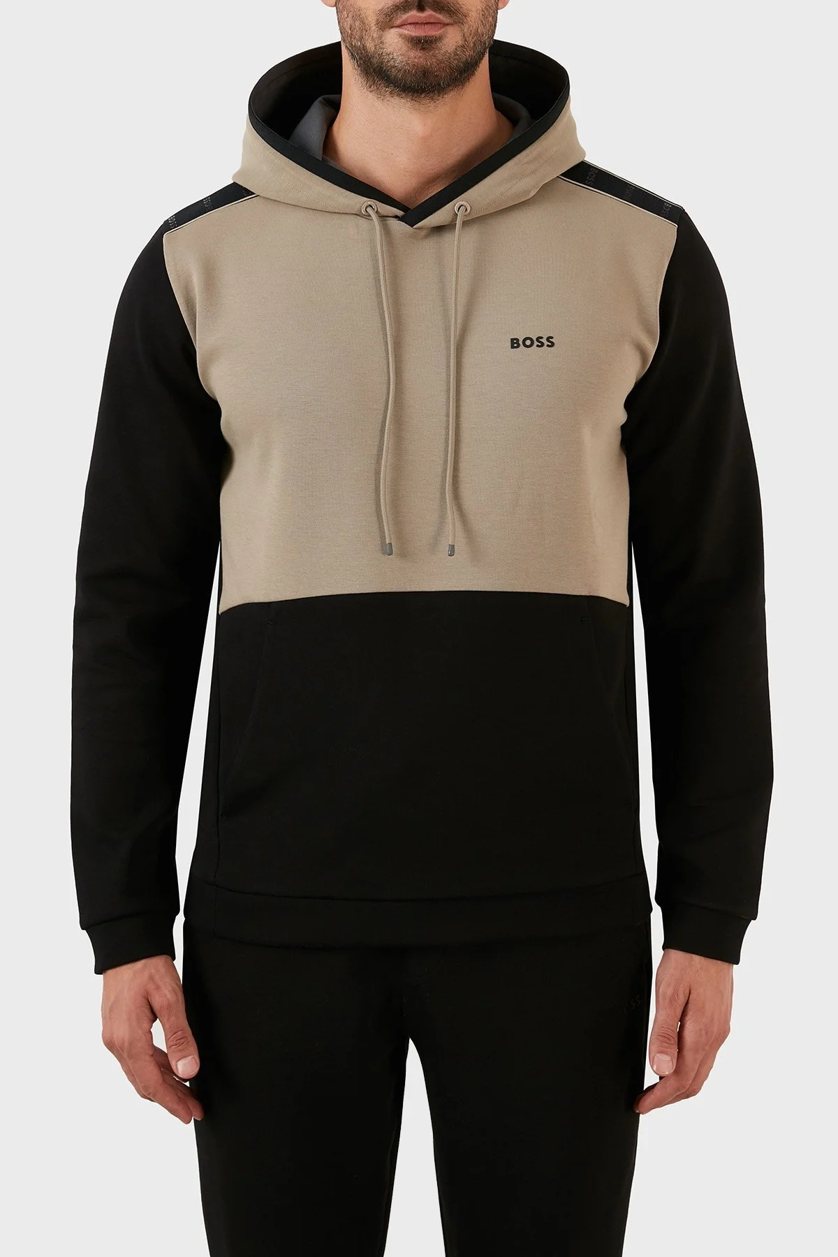 Boss Pamuklu Regular Fit Kanguru Cepli Kapüşonlu Erkek Sweat 50477036 001 SİYAH - 1