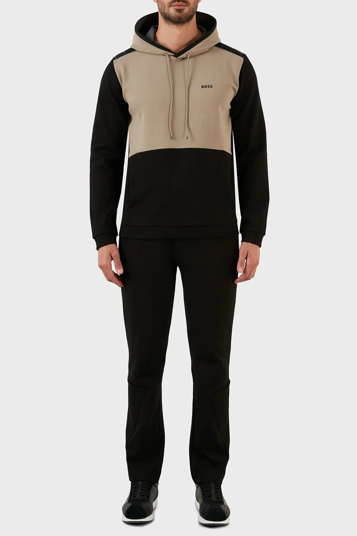 Boss Pamuklu Regular Fit Kanguru Cepli Kapüşonlu Erkek Sweat 50477036 001 SİYAH - 4