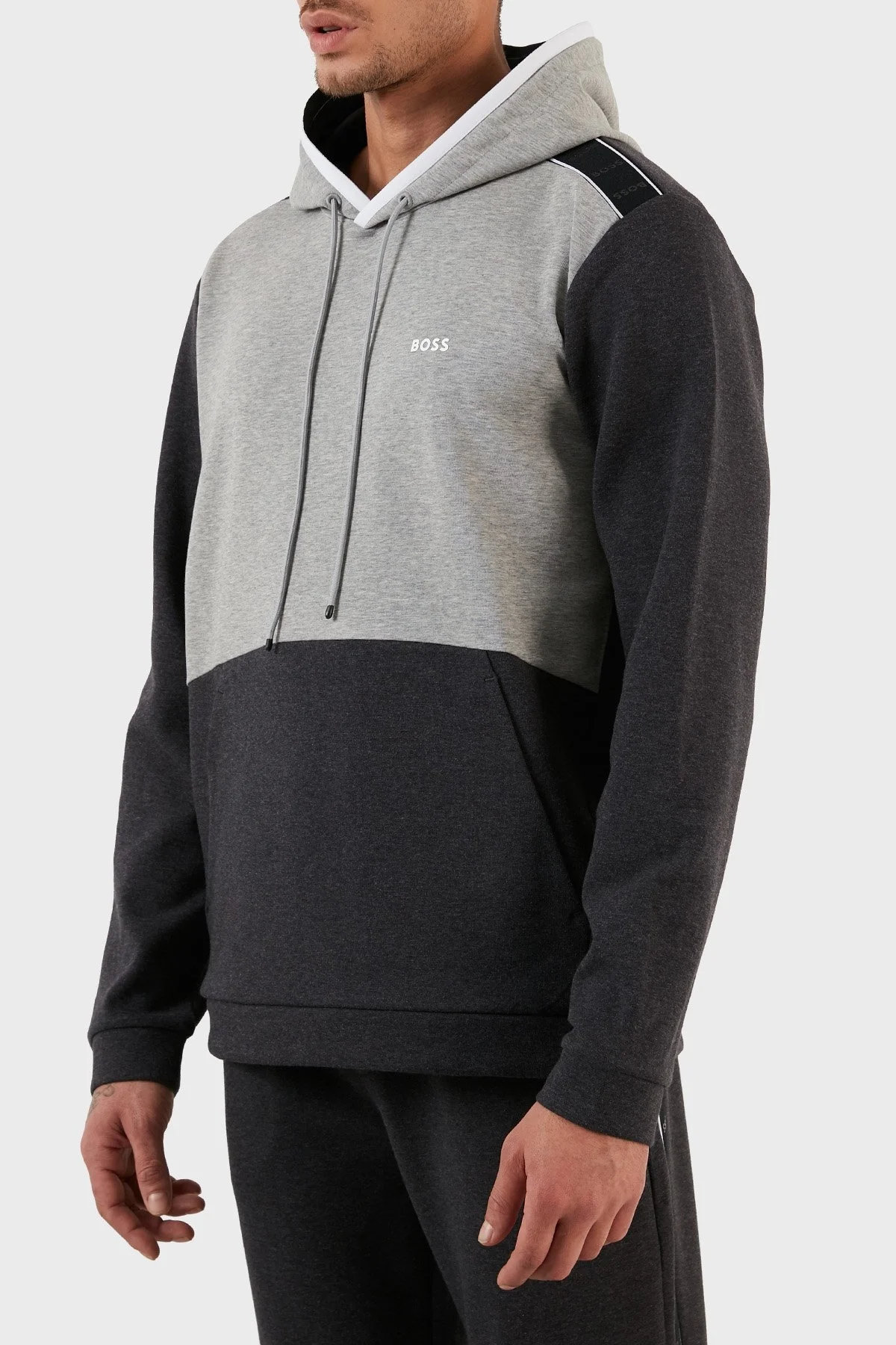 Boss Pamuklu Regular Fit Kanguru Cepli Kapüşonlu Erkek Sweat 50477036 031 GRİ - 2