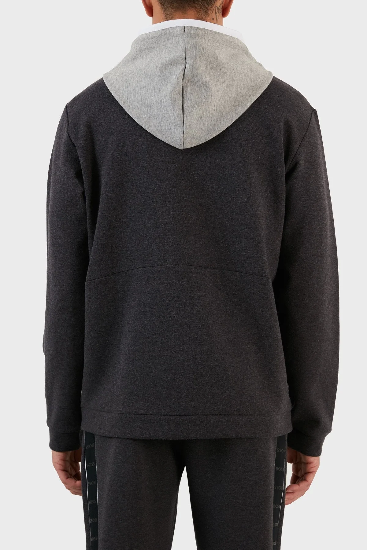Boss Pamuklu Regular Fit Kanguru Cepli Kapüşonlu Erkek Sweat 50477036 031 GRİ - 5
