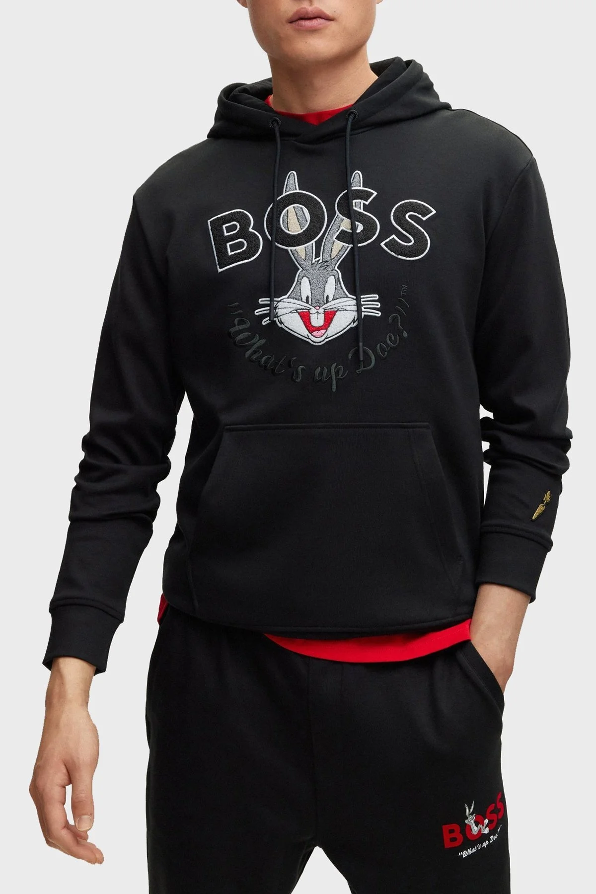 Boss Pamuklu Regular Fit Kanguru Cepli Kapüşonlu Erkek Sweat 50486315 001 SİYAH - 1