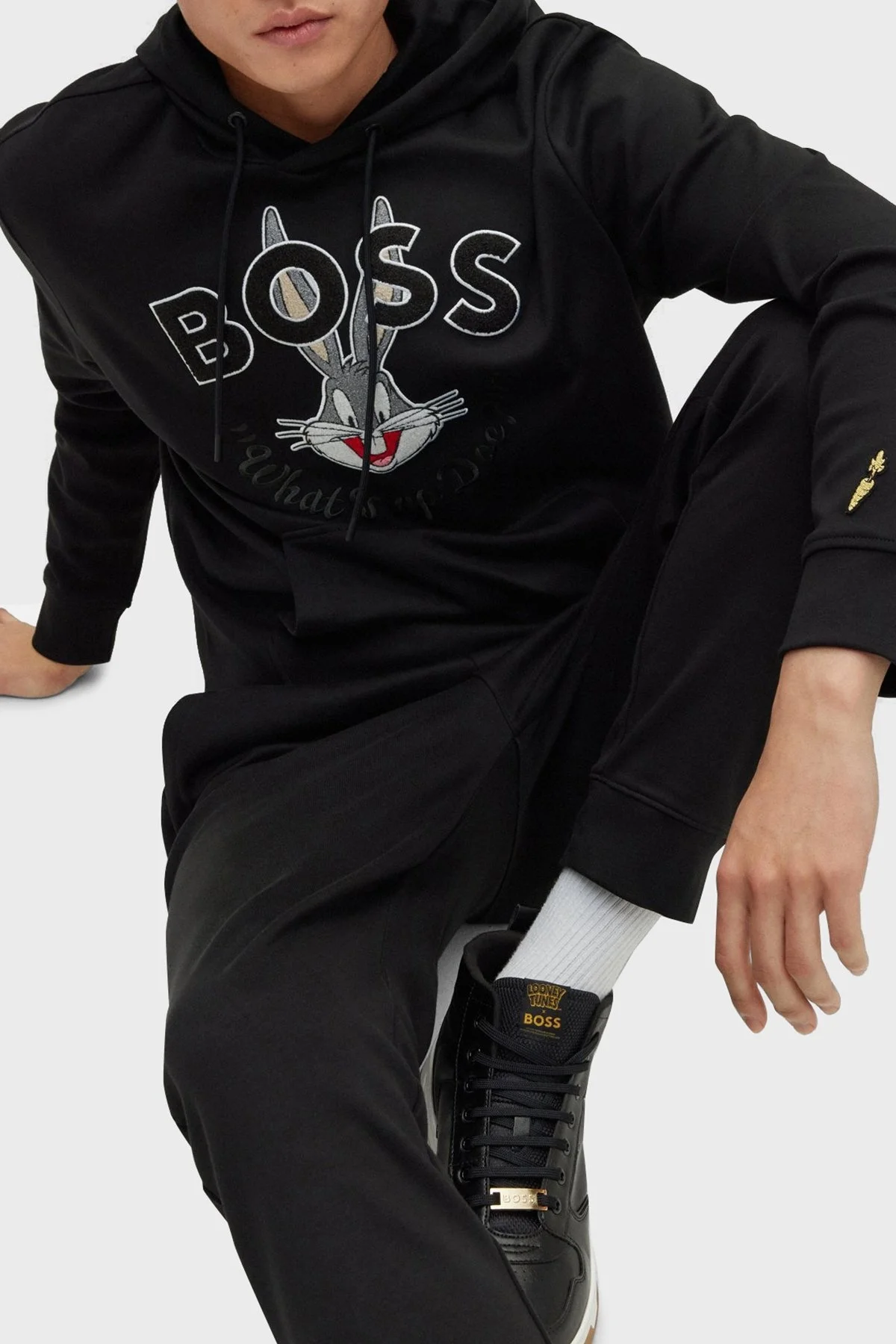 Boss Pamuklu Regular Fit Kanguru Cepli Kapüşonlu Erkek Sweat 50486315 001 SİYAH - 3
