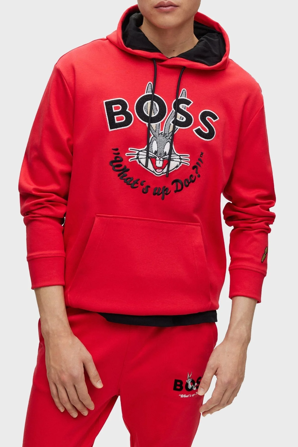 Boss Pamuklu Regular Fit Kanguru Cepli Kapüşonlu Erkek Sweat 50486315 623 KIRMIZI - 1