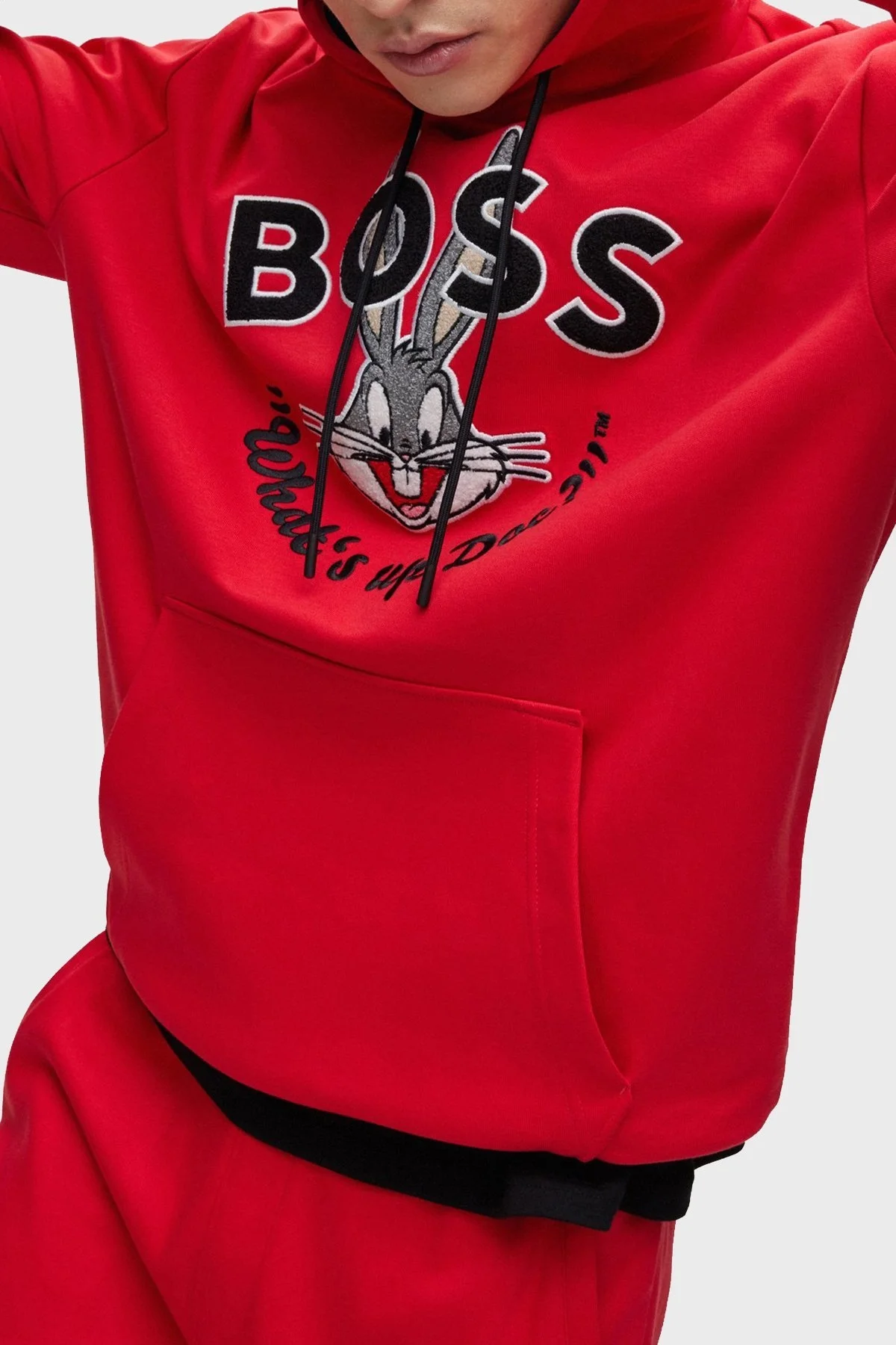 Boss Pamuklu Regular Fit Kanguru Cepli Kapüşonlu Erkek Sweat 50486315 623 KIRMIZI - 4