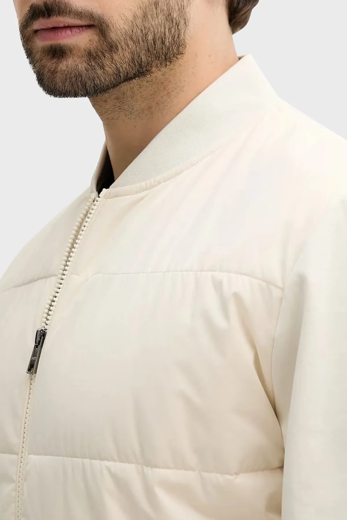 Boss Pamuklu Regular Fit Kapitoneli Kolej Yaka Erkek Ceket 50532767 132 EKRU - 4