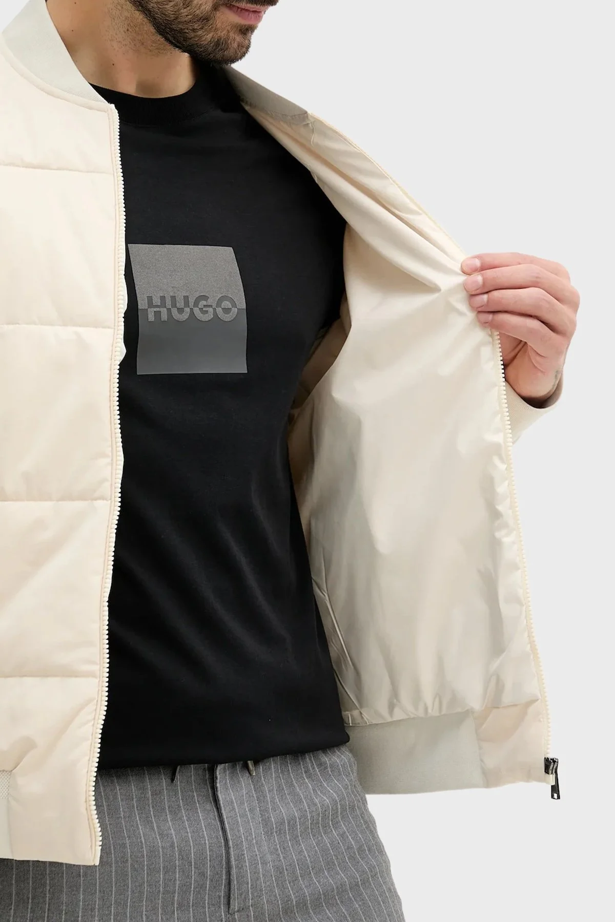 Boss Pamuklu Regular Fit Kapitoneli Kolej Yaka Erkek Ceket 50532767 132 EKRU - 5