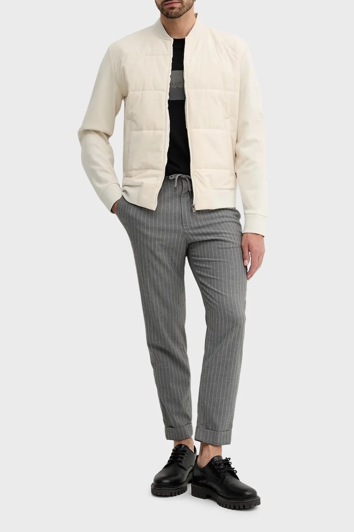 Boss Pamuklu Regular Fit Kapitoneli Kolej Yaka Erkek Ceket 50532767 132 EKRU - 2