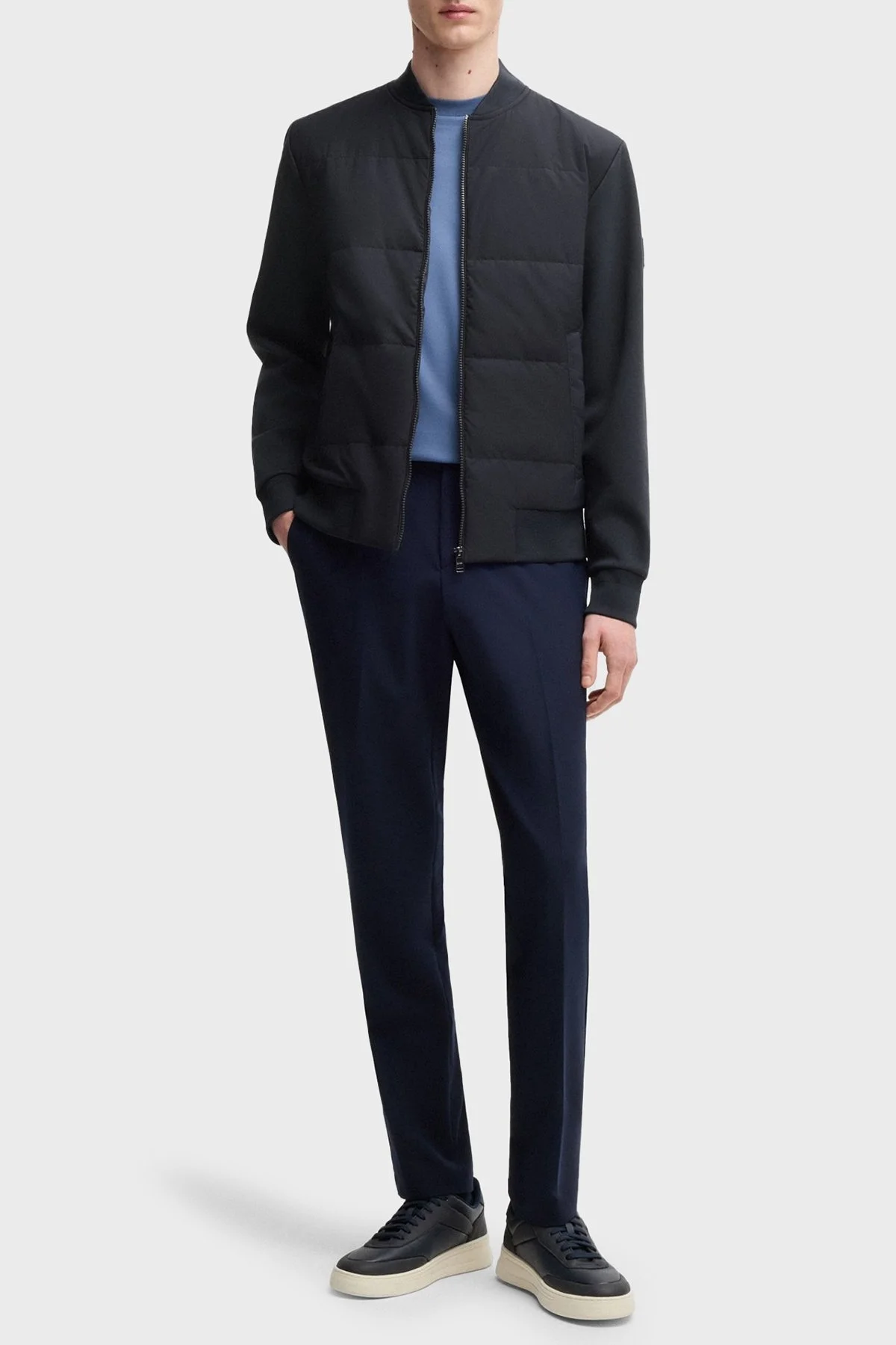 Boss Pamuklu Regular Fit Kapitoneli Kolej Yaka Erkek Ceket 50532767 404 LACİVERT - 2