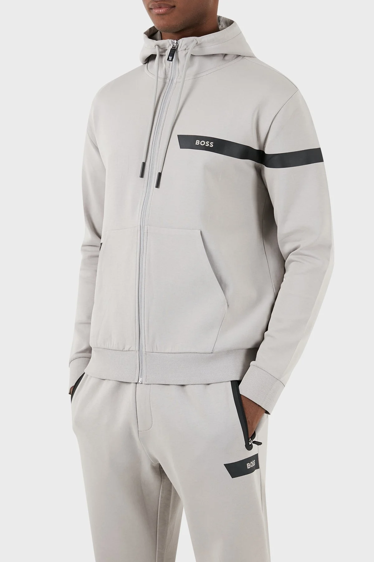 Boss Pamuklu Regular Fit Kapüşonlu Erkek Sweat 50498285 063 GRİ - 1