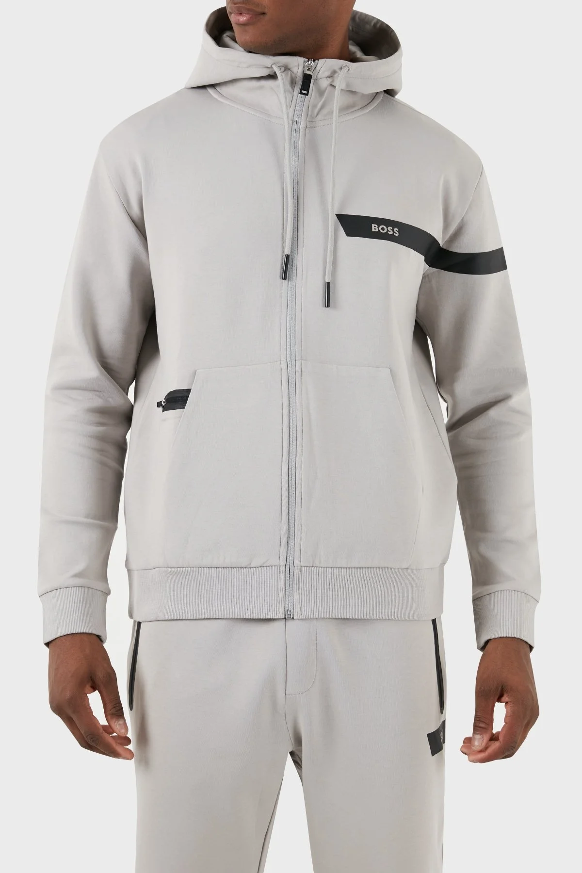 Boss Pamuklu Regular Fit Kapüşonlu Erkek Sweat 50498285 063 GRİ - 3