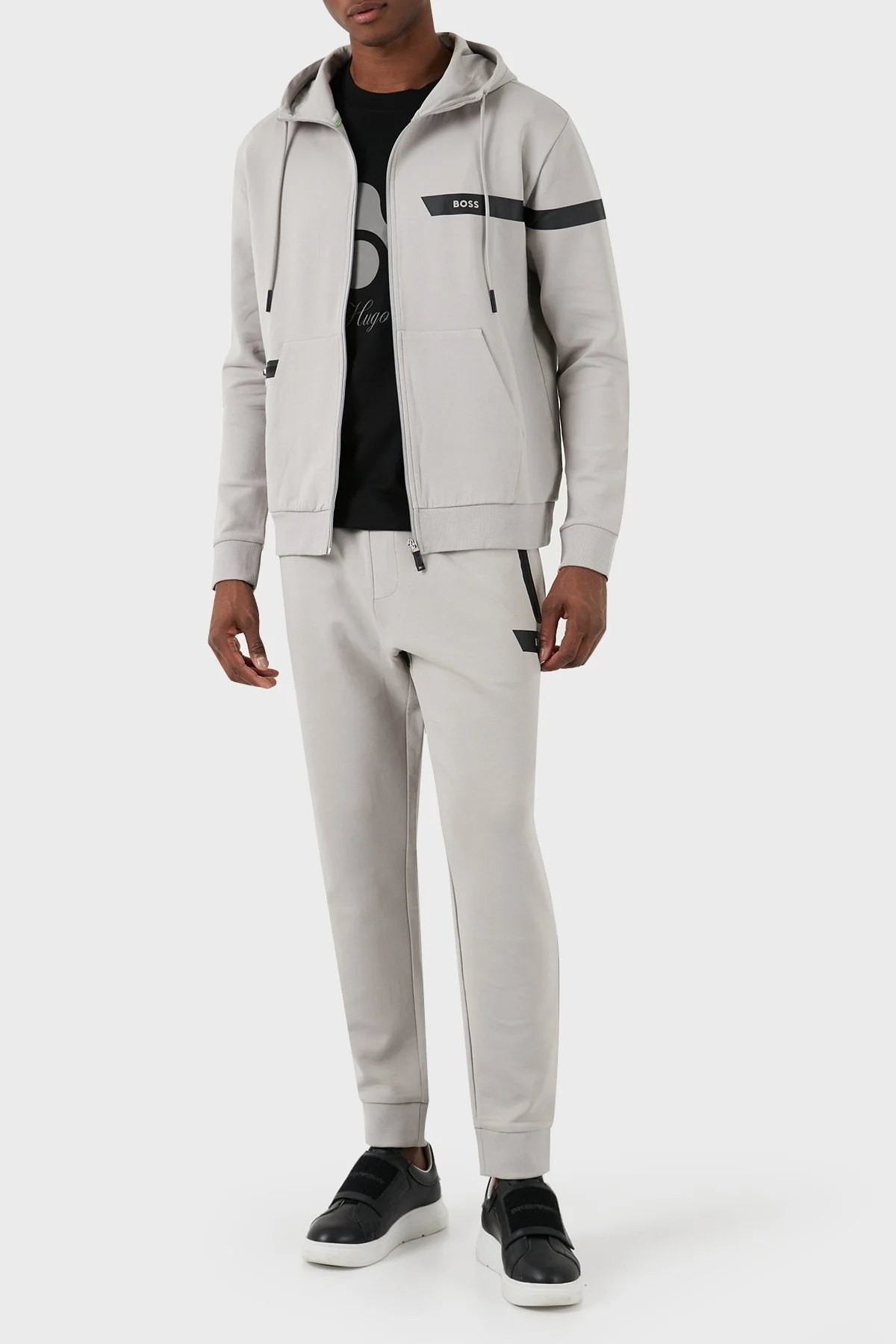 Boss Pamuklu Regular Fit Kapüşonlu Erkek Sweat 50498285 063 GRİ - 4