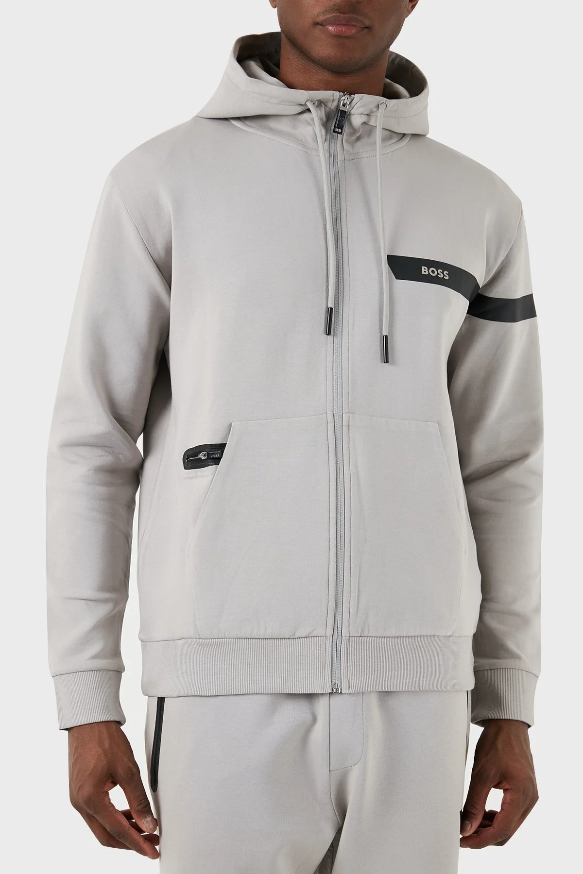 Boss Pamuklu Regular Fit Kapüşonlu Erkek Sweat 50498285 063 GRİ - 6