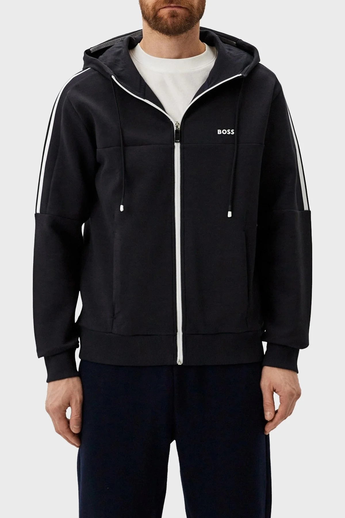 Boss Pamuklu Regular Fit Kapüşonlu Erkek Sweat 50511516 402 LACİVERT - 1