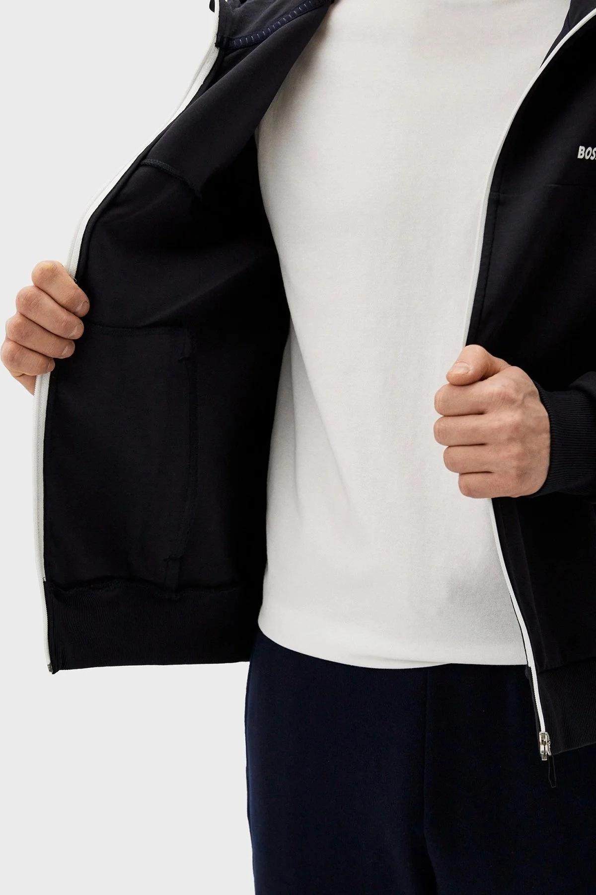 Boss Pamuklu Regular Fit Kapüşonlu Erkek Sweat 50511516 402 LACİVERT - 5