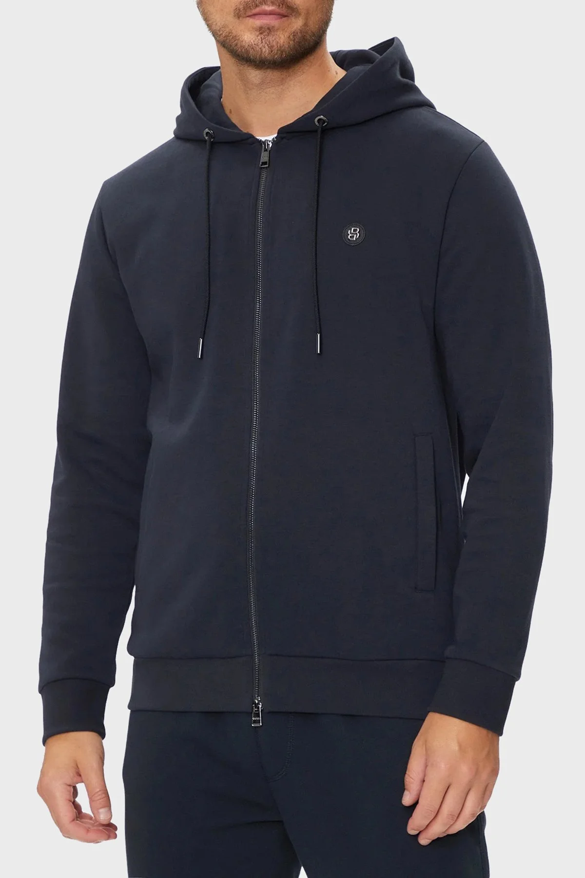 Boss Pamuklu Regular Fit Kapüşonlu Fermuarlı Erkek Sweat 50520303 404 LACİVERT - 1