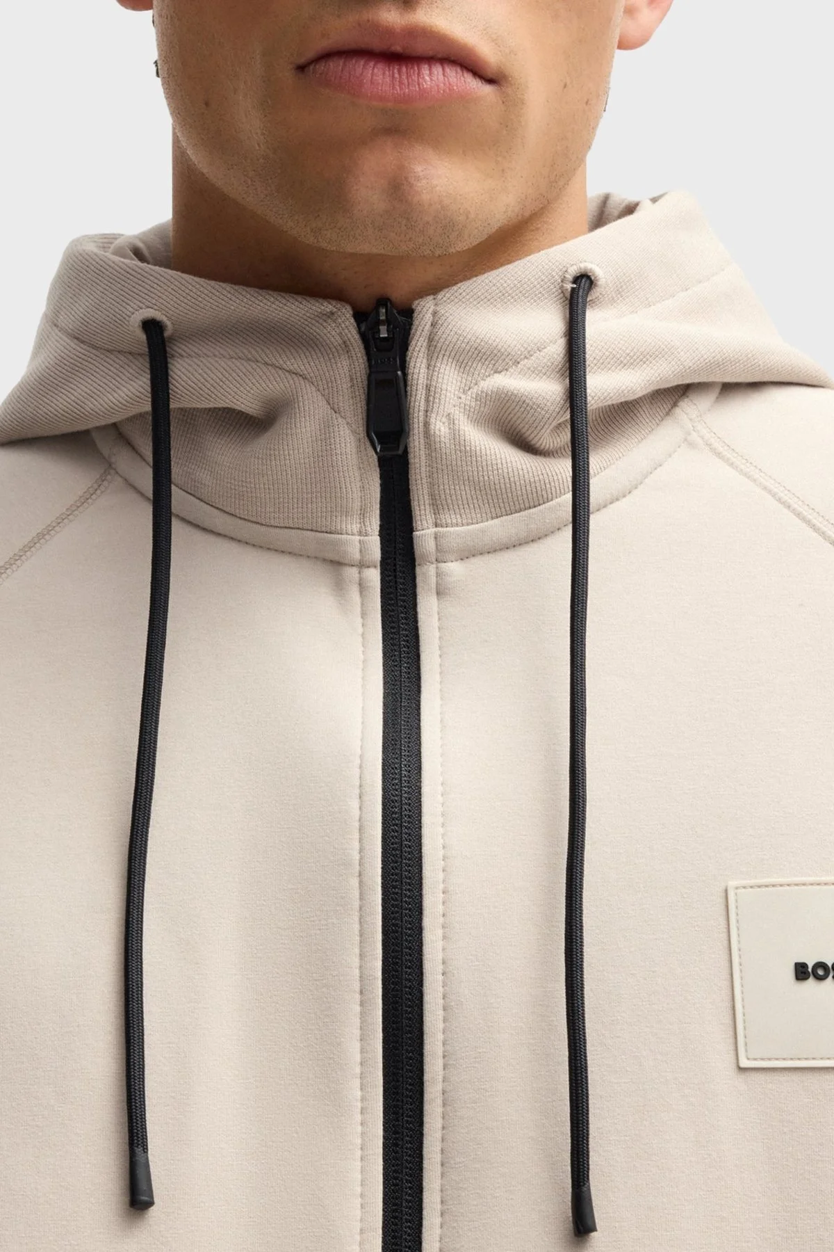 Boss Pamuklu Regular Fit Kapüşonlu Fermuarlı Erkek Sweat 50537204 284 KREM - 4