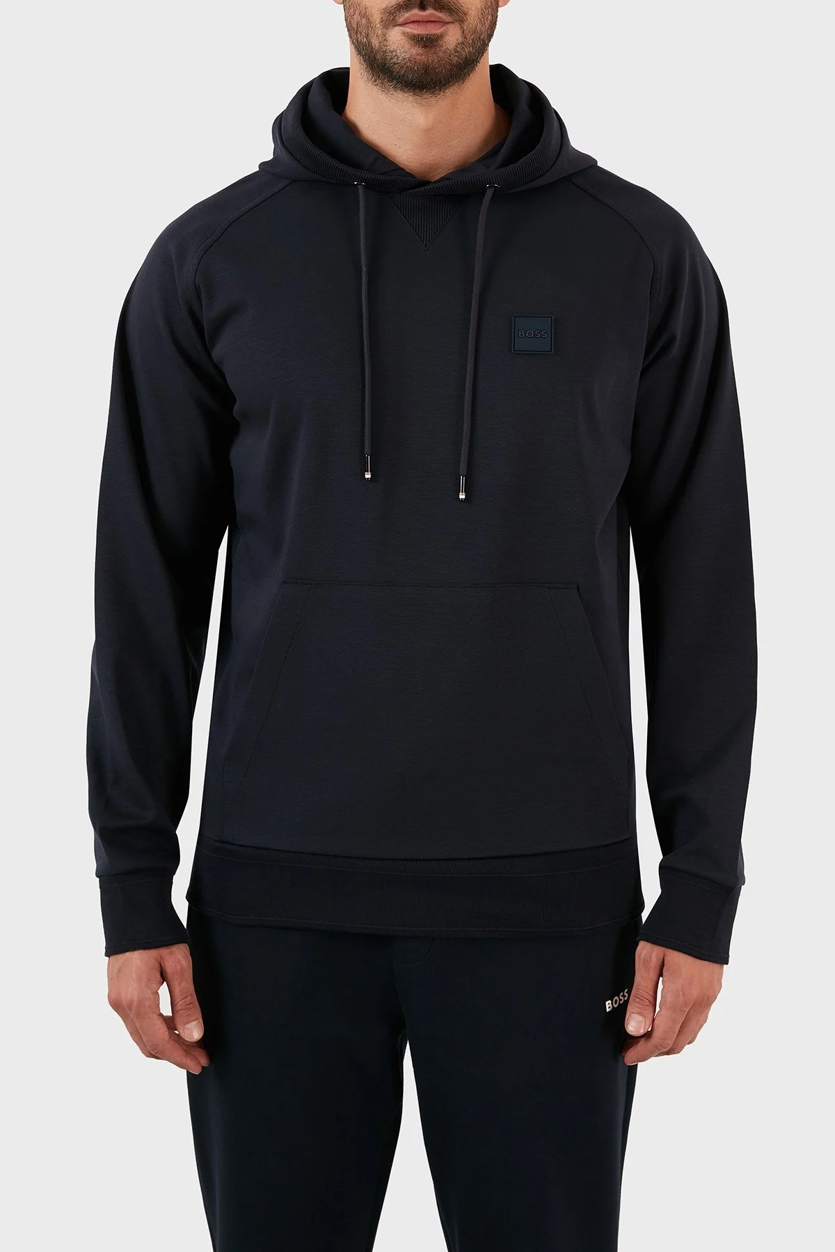 Boss Pamuklu Regular Fit Kapüşonlu Kanguru Cepli Erkek Sweat 50468984 404 LACİVERT - 1