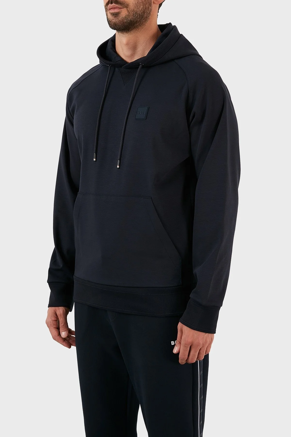 Boss Pamuklu Regular Fit Kapüşonlu Kanguru Cepli Erkek Sweat 50468984 404 LACİVERT - 2