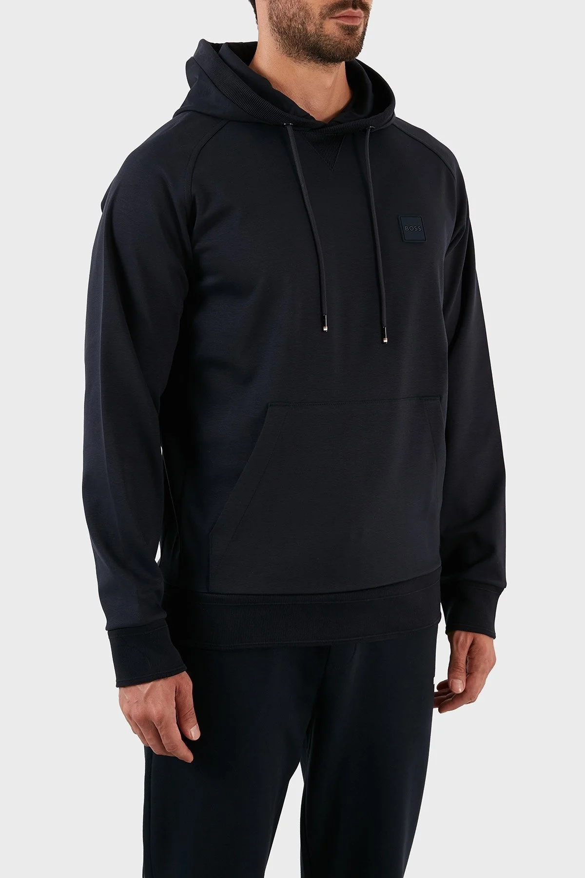 Boss Pamuklu Regular Fit Kapüşonlu Kanguru Cepli Erkek Sweat 50468984 404 LACİVERT - 3