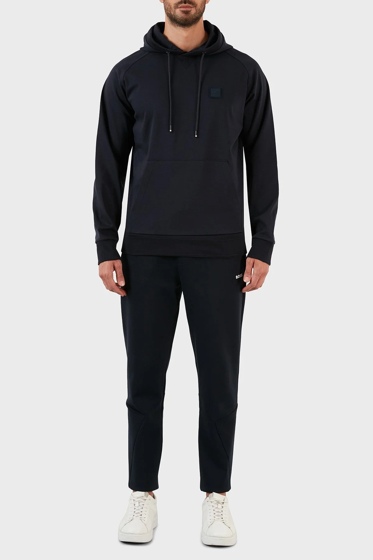 Boss Pamuklu Regular Fit Kapüşonlu Kanguru Cepli Erkek Sweat 50468984 404 LACİVERT - 4