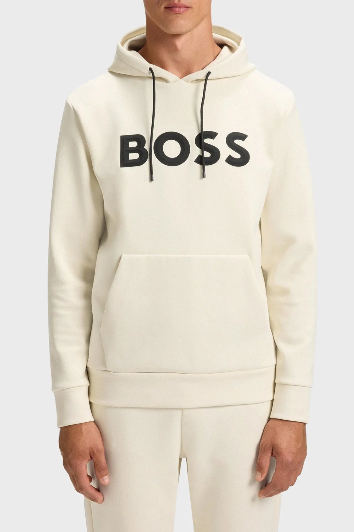Boss Pamuklu Regular Fit Kapüşonlu Logolu Erkek Sweat 50551457 131 BEJ - 1