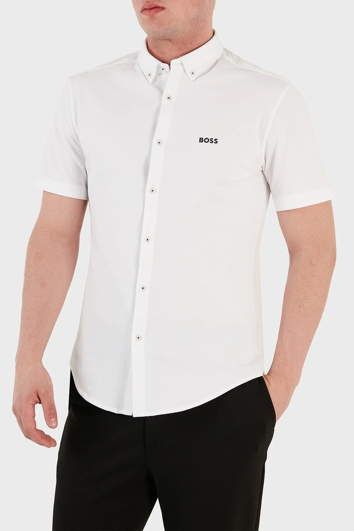 Boss Pamuklu Regular Fit Kısa Kollu Erkek Gömlek 50483745 100 BEYAZ - 1
