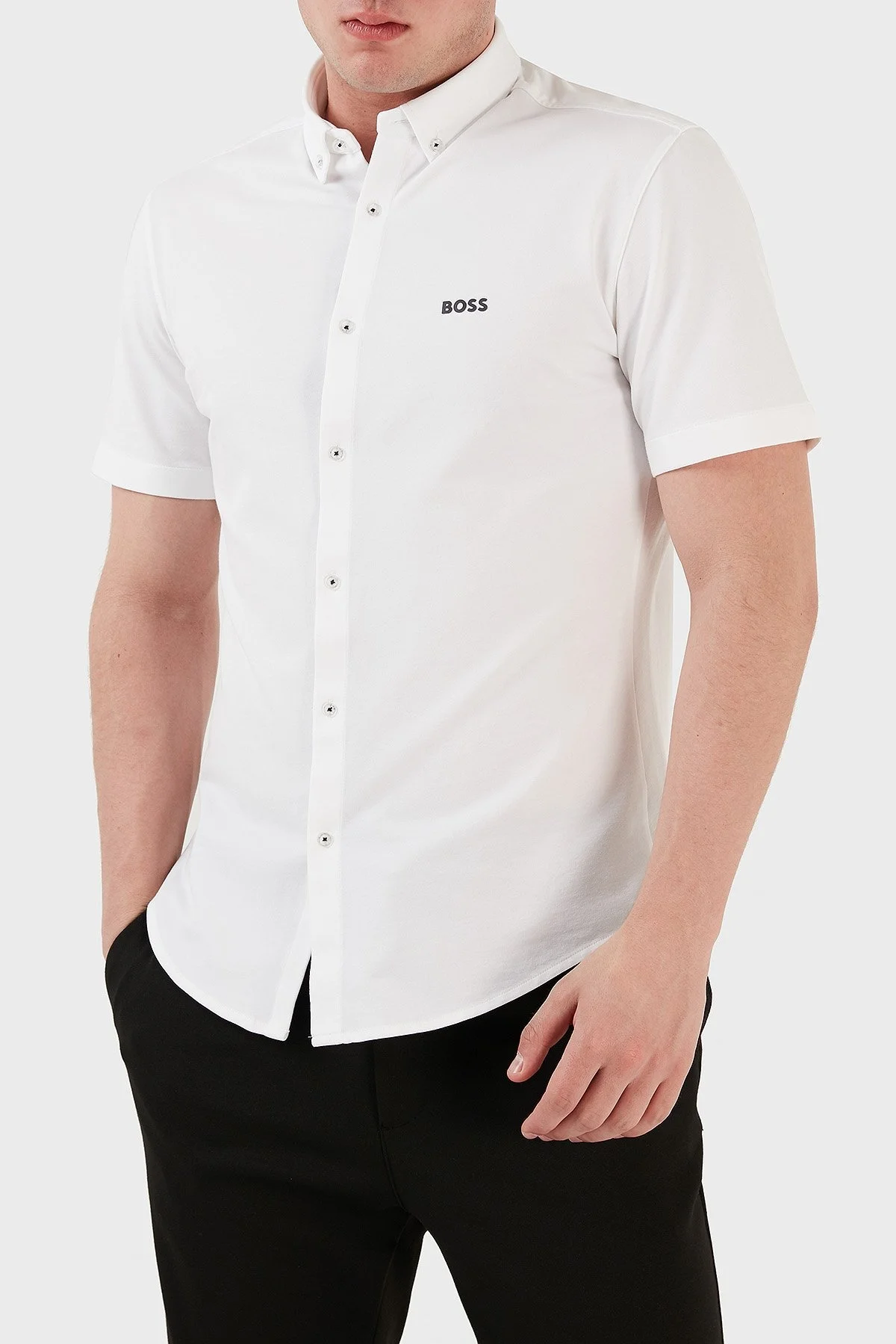 Boss Pamuklu Regular Fit Kısa Kollu Erkek Gömlek 50483745 100 BEYAZ - 2