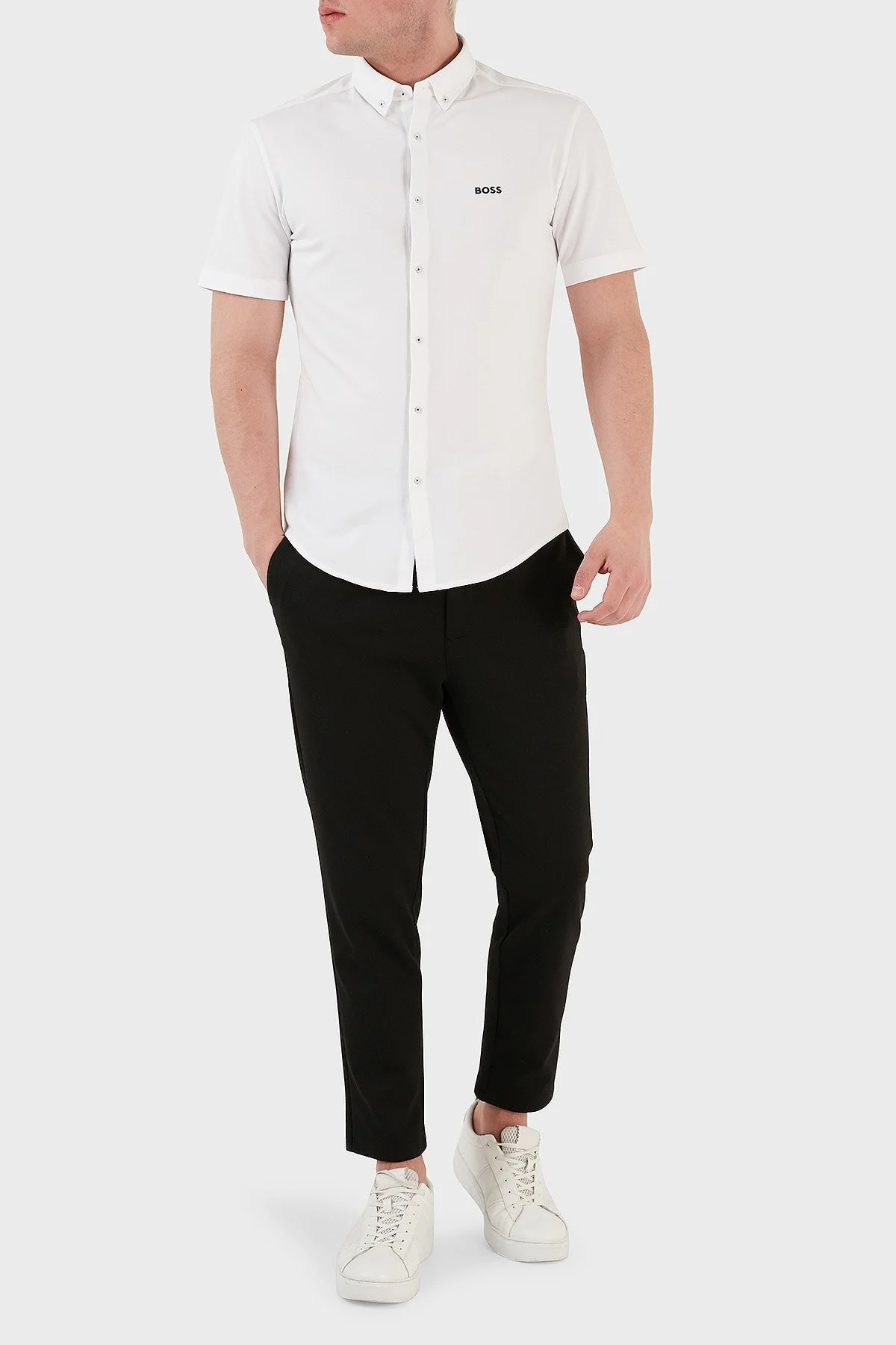Boss Pamuklu Regular Fit Kısa Kollu Erkek Gömlek 50483745 100 BEYAZ - 3