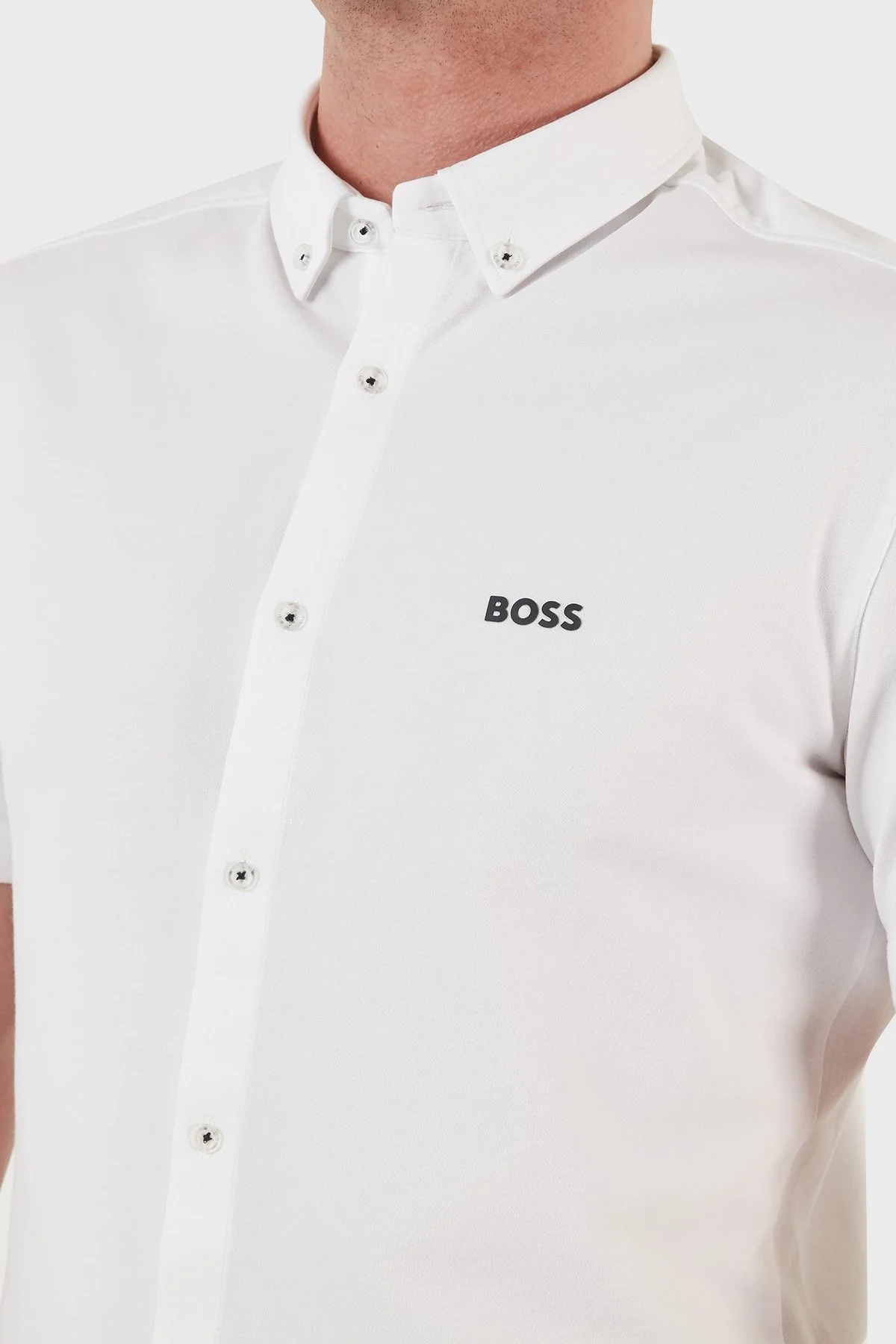 Boss Pamuklu Regular Fit Kısa Kollu Erkek Gömlek 50483745 100 BEYAZ - 4