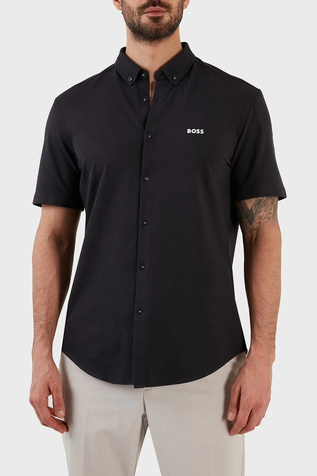 Boss Pamuklu Regular Fit Kısa Kollu Erkek Gömlek 50483745 402 LACİVERT - 1