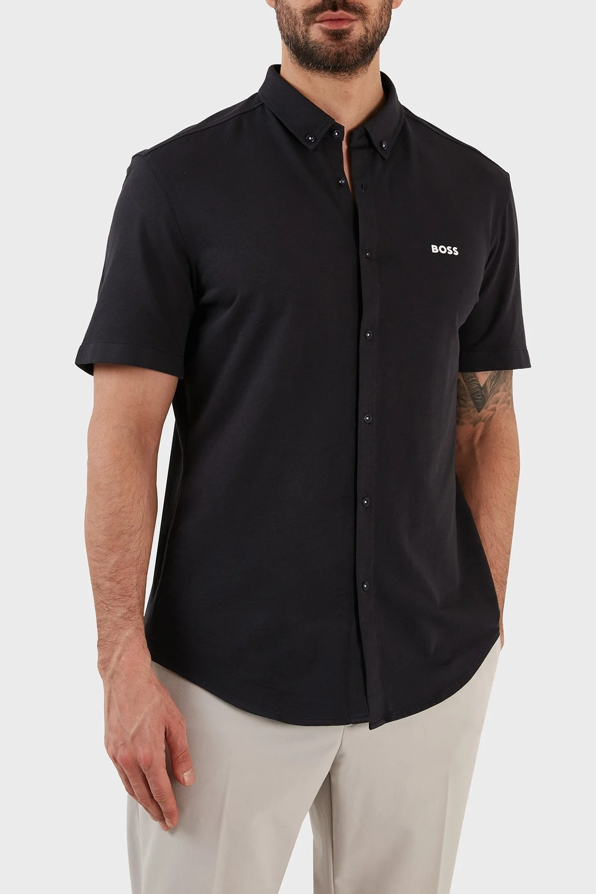 Boss Pamuklu Regular Fit Kısa Kollu Erkek Gömlek 50483745 402 LACİVERT - 2