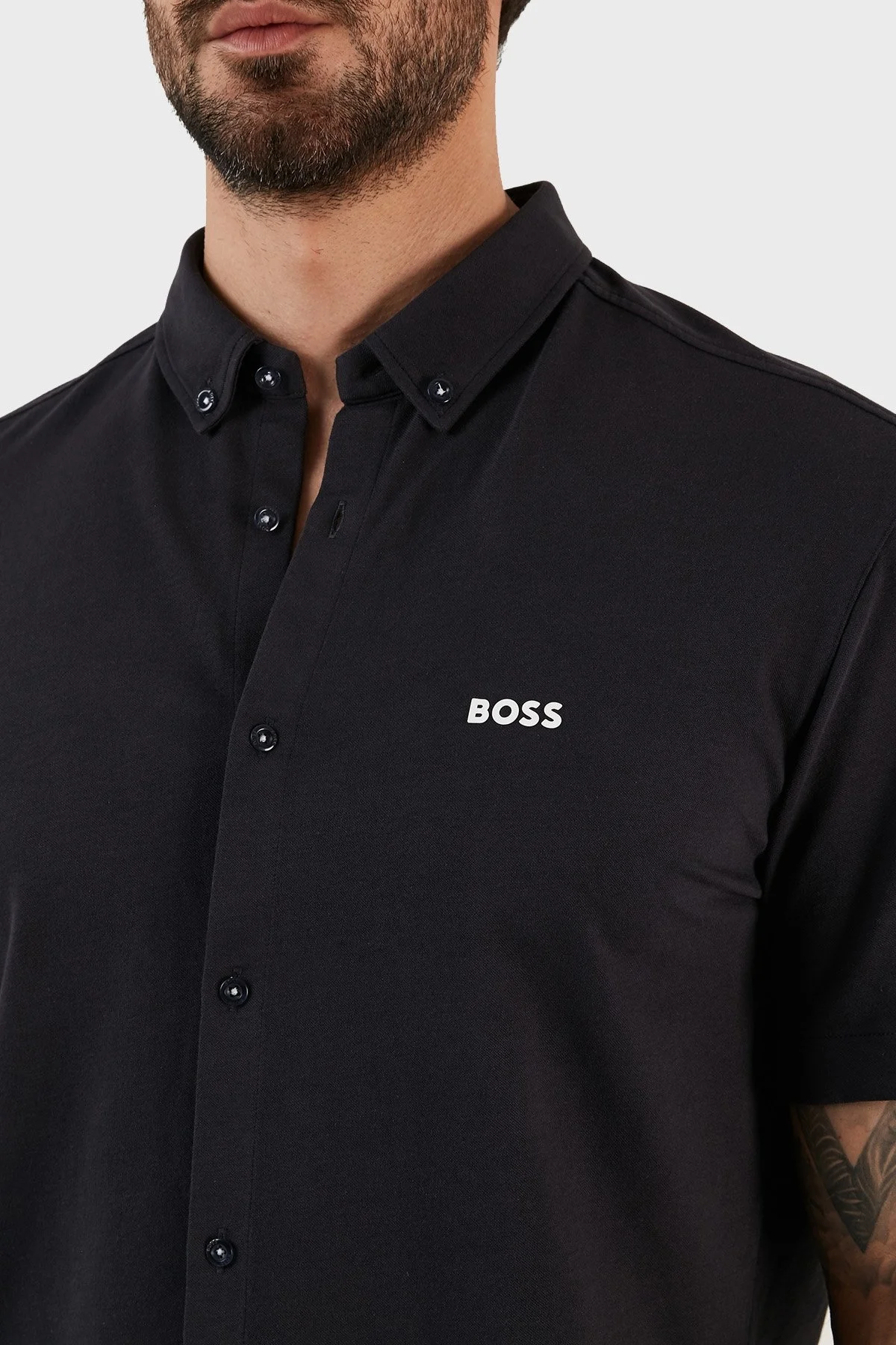 Boss Pamuklu Regular Fit Kısa Kollu Erkek Gömlek 50483745 402 LACİVERT - 4
