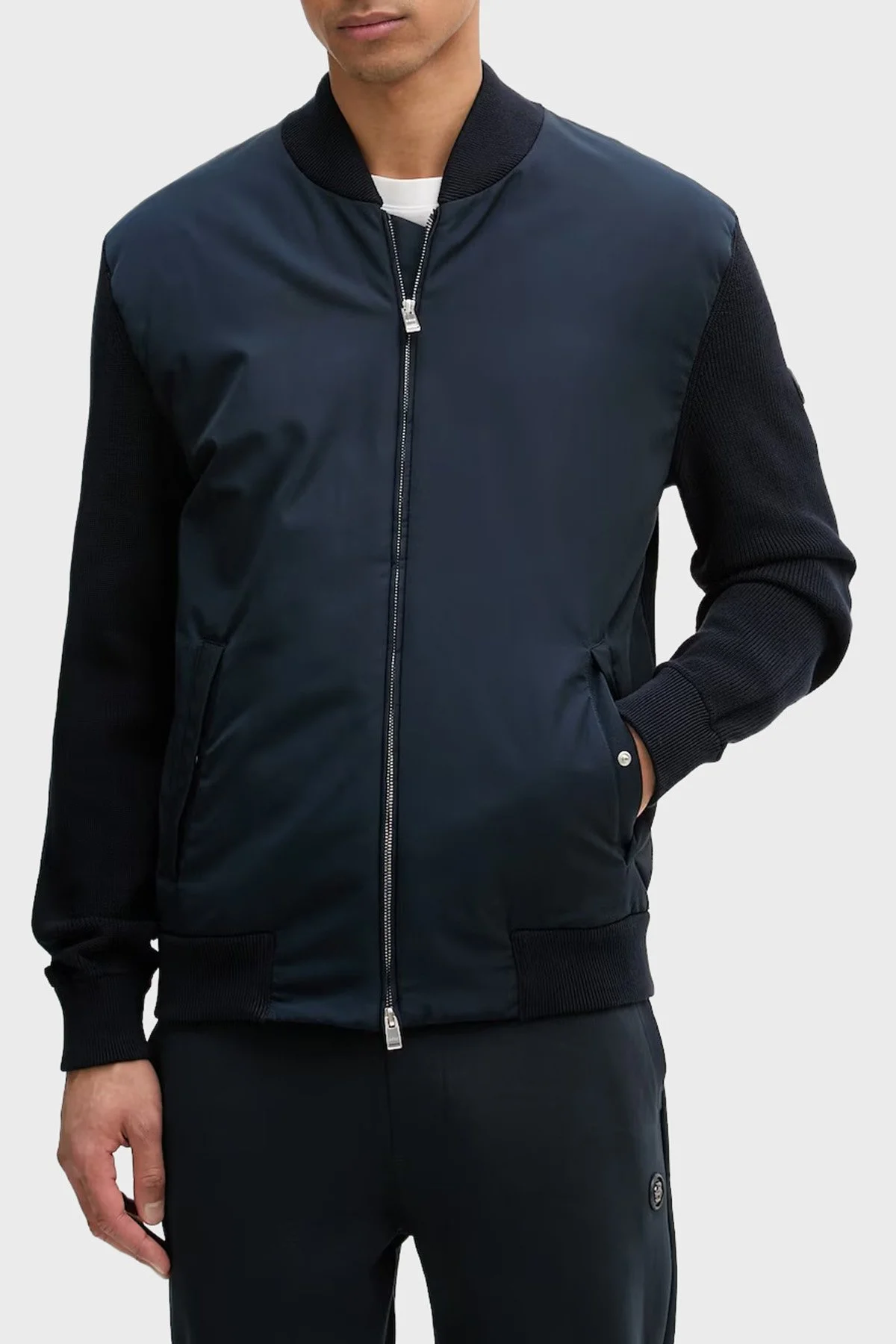 Boss Pamuklu Regular Fit Kolej Yaka Fermuarlı Erkek Mont 50556325 404 LACİVERT - 1