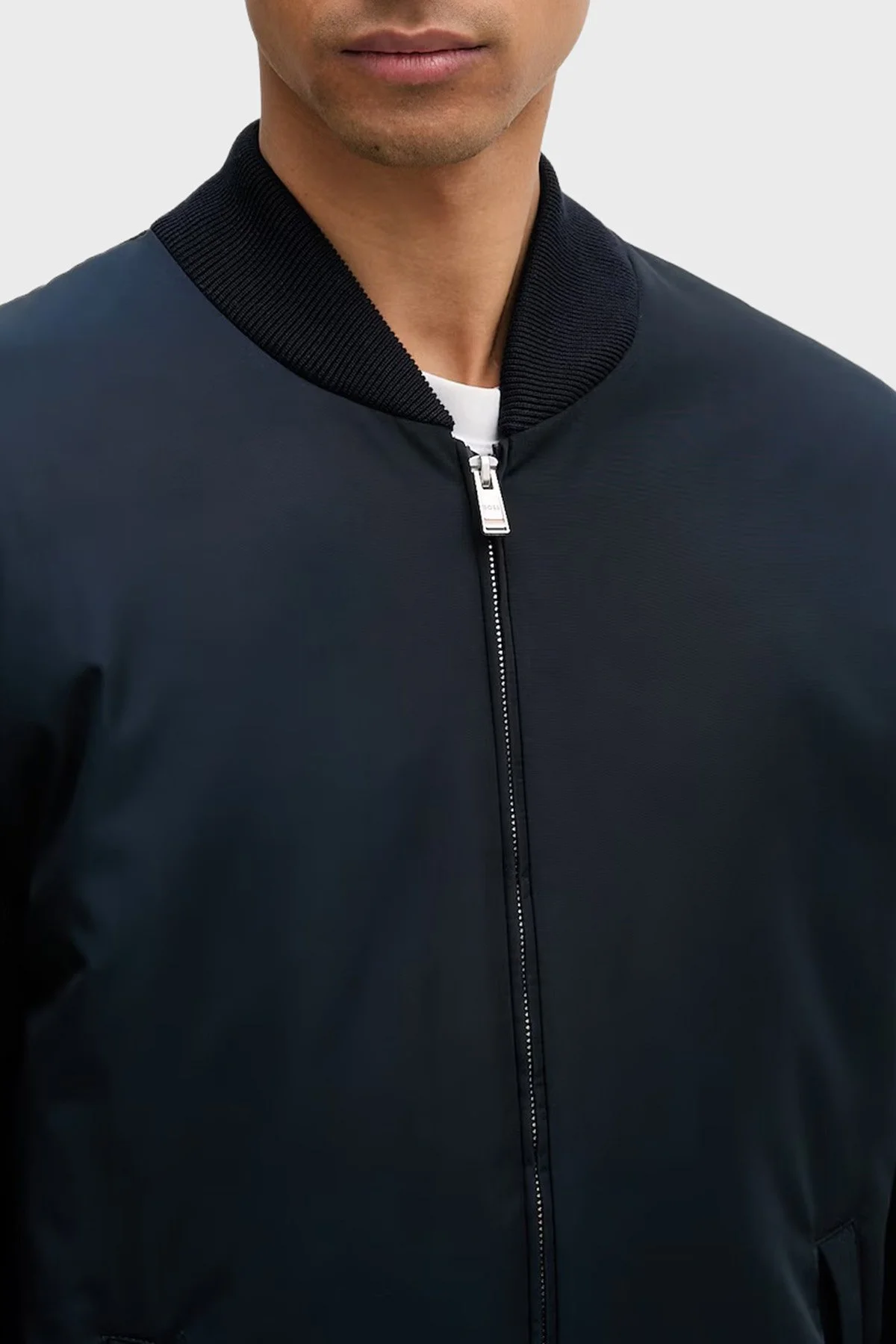 Boss Pamuklu Regular Fit Kolej Yaka Fermuarlı Erkek Mont 50556325 404 LACİVERT - 3