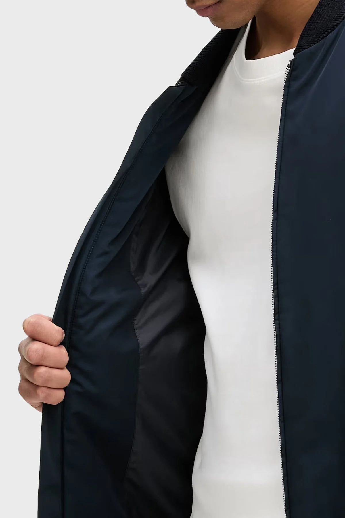 Boss Pamuklu Regular Fit Kolej Yaka Fermuarlı Erkek Mont 50556325 404 LACİVERT - 4